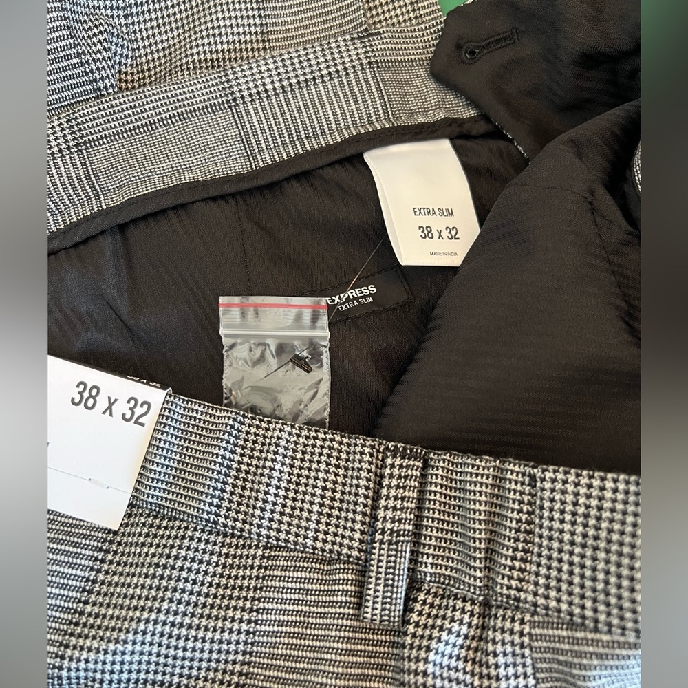 NWT Express Extra Slim Plaid Flannel Elastic Waist Dress Pant - Picture 11 of 14